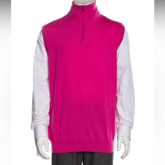 POLO GOLF RALPH LAUREN Merino Wool Turtleneck Sweater Vest PINK NEW - Picture 1 of 3